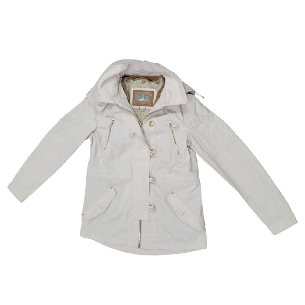 Massimo Dutti Women's Beige Hooded Jacket - Size XS